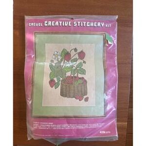 Vintage 1975 strawberry Crewel Creative Stitchery kit